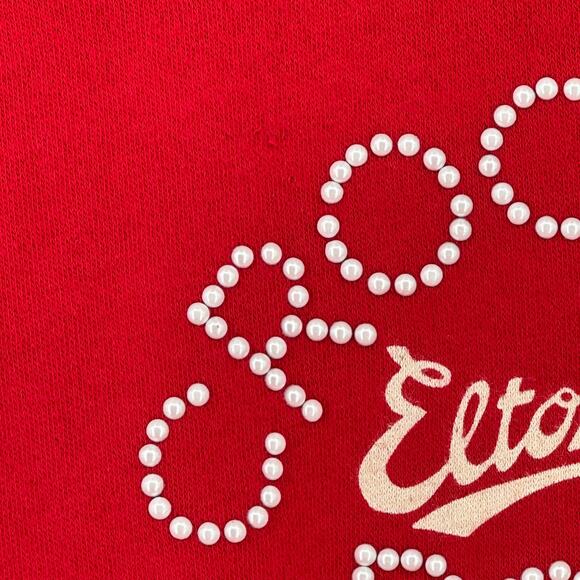 Chaser Elton John Crocodile Rock Embellished Sweatshirt Womens Size XS Red - Picture 3 of 7